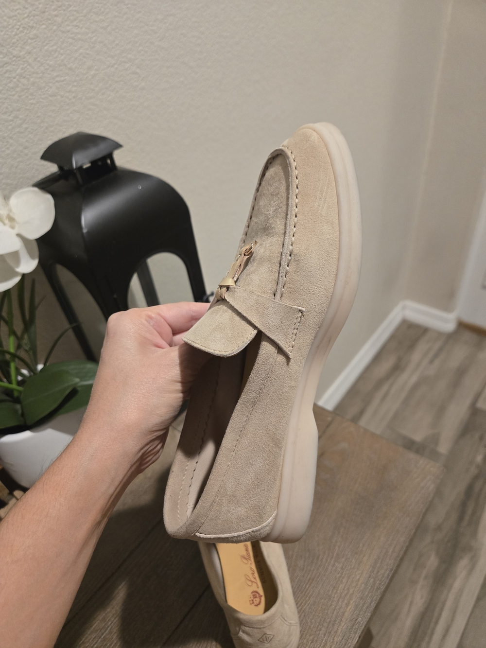 Loro Piana Suede Tassel Loafers in Beige - Picture 4 of 7
